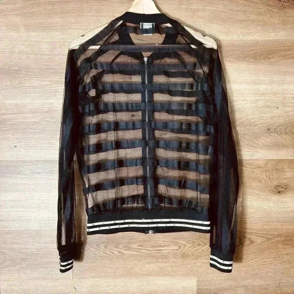 Alexandra Collection Contemporary Zip Up Black Mesh Jacket Sz S - Picture 7 of 7